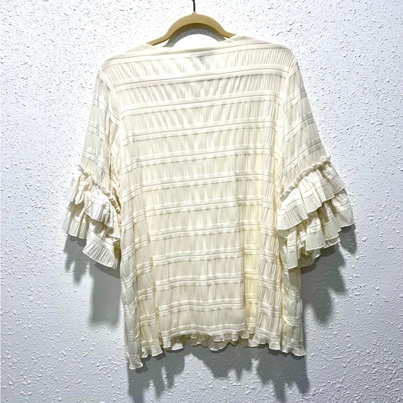 Alfani Cream Flutter Sleeve Blouse with Ruffled Details 0X - Picture 7 of 7
